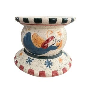 Hand Painted Ceramic Angel Candle Holder Tabletop Decor